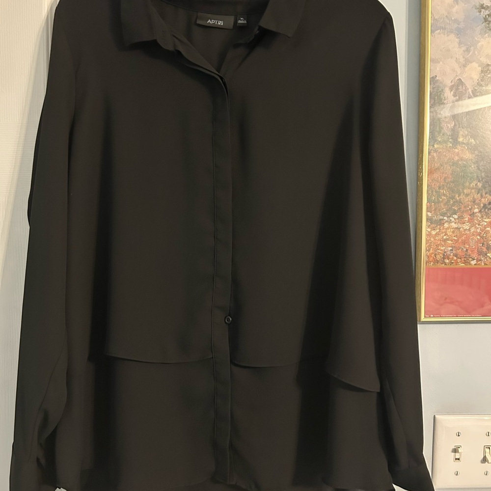 Apt. 9 Black  Blouse with elegant drape/ruffle